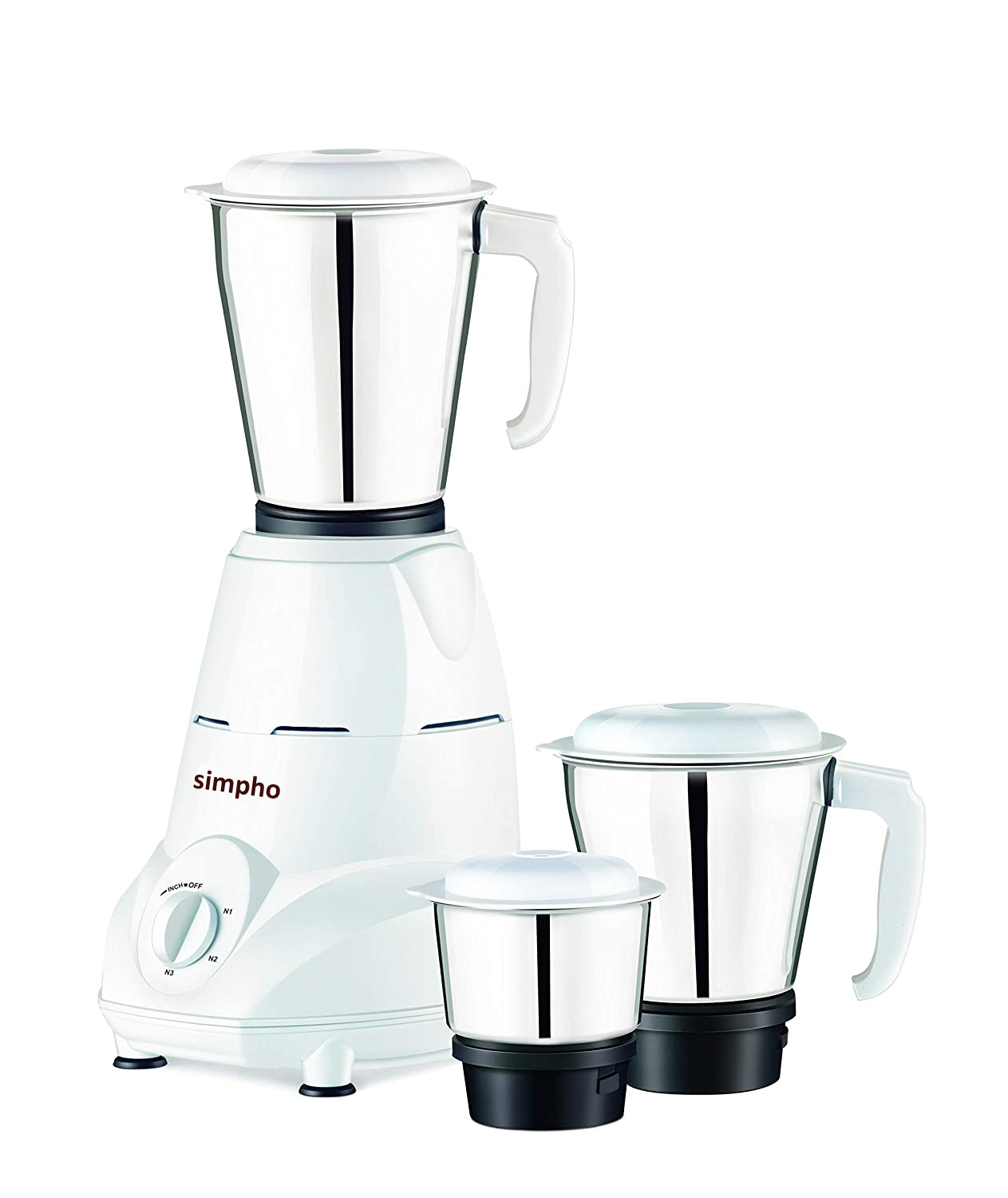 SIMPHO MIXER GRINDER, 500W, 3 JARS (WHITE) 