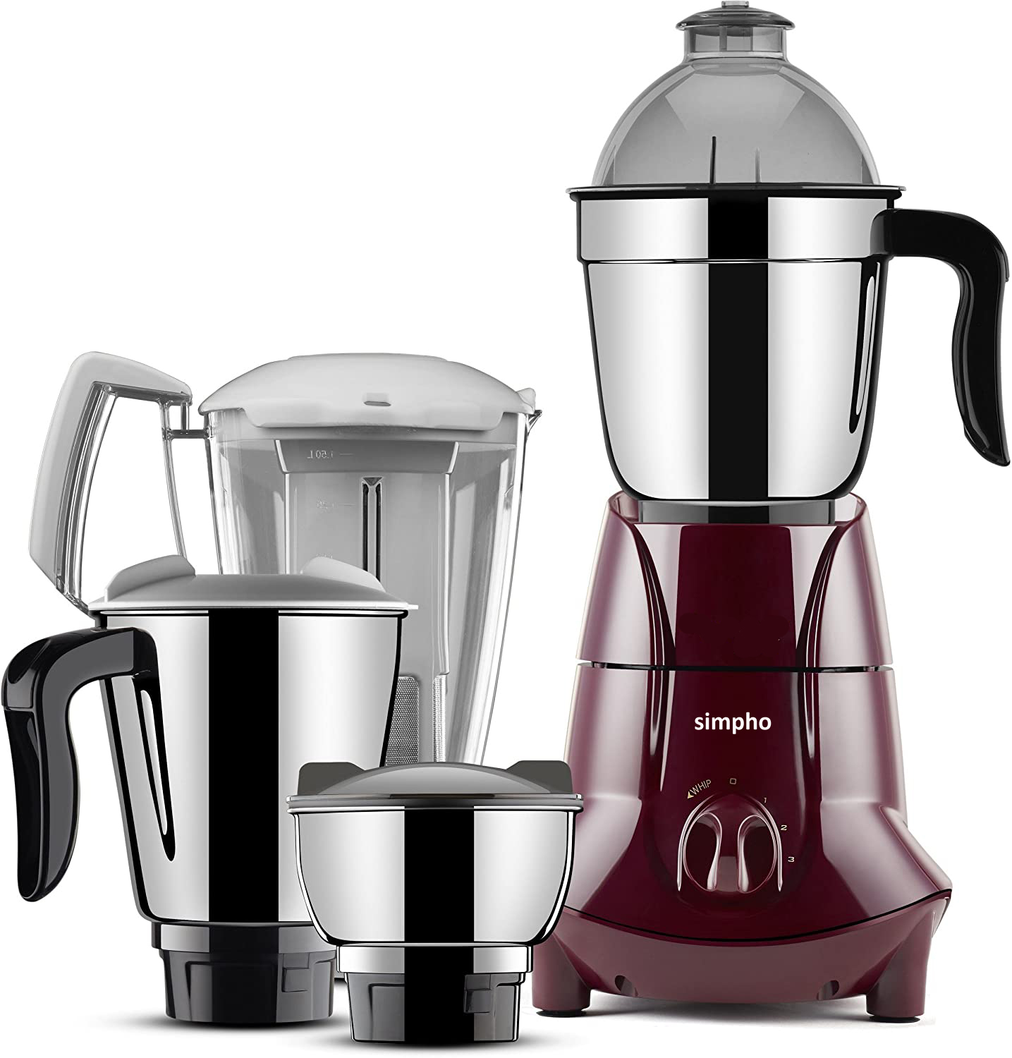 SIMPHO 750-WATT MIXER GRINDER WITH 4 JARS (CHERRY) 