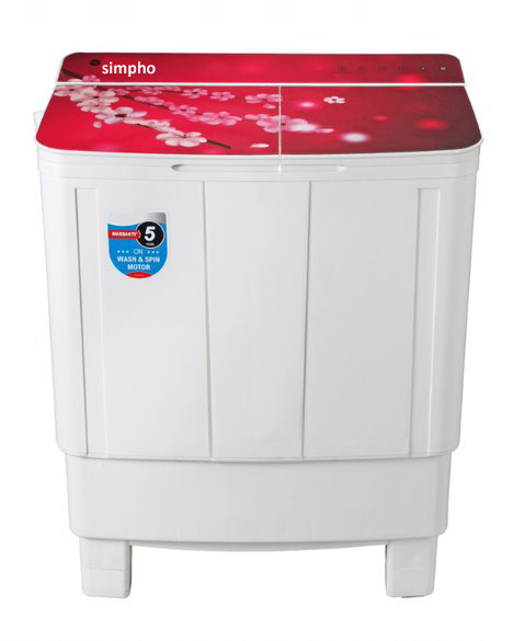 SIMPHO AUTOMATIC WASHING MACHINE  (WHITE & BURGANDI) 