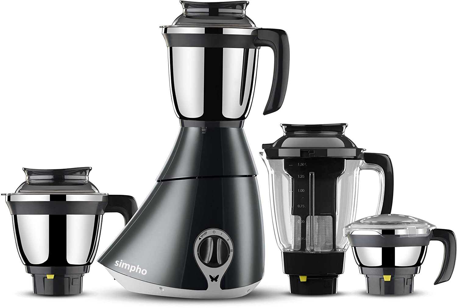 SIMPHO MIXER GRINDER, 750W, 4 JARS (GREY/ WHITE) 