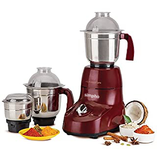 SIMPHO 750-WATT MIXER GRINDER WITH 3 JARS (WINE) 